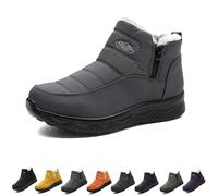 Dritnow Shoes Women's Insulated Snow Boots, Waterproof, Non-Slip & Fur Lined, Comfortable Warm Winter Ankle Boots for Women (Gray,35)