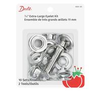 Dritz 7/16" Extra-Large Eyelets & Tools, 10 Sets Kit de Ojales de níquel, Zinc, 7/16-inch