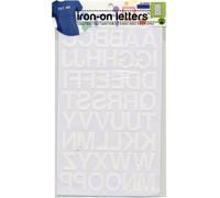 Dritz BL100HWT Letras para planchar, suave flock, bloque, 1 pulgada, blanco (1 hoja)