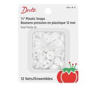 Dritz Broches de plástico, redondos, color blanco, talla 20 (1/2 pulgada)
