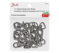 Dritz Ganchos giratorios y anillos en D 1/2" Gunmetal bolsa y accesorios de mano, 1/2", 12ct