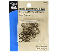 Dritz Hooks & Eyes, 3 Sets Ojos de Gancho, Latón Envejecido, Extra-Large Hook & Eye Closures, 3