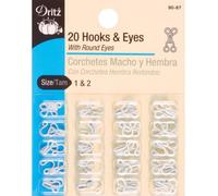 Dritz Hooks & Eyes Sizes 1 & 2 20/Pkg-White