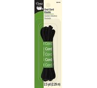 Dritz Oval Cord Elastic, 2-1/2-Yards, Black Cordón, Poliéster, Negro, 2-1/2-Yard