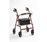 Drive Medical R8BDHA - Silla andador con ruedas (aluminio, altura ajustable), color rojo