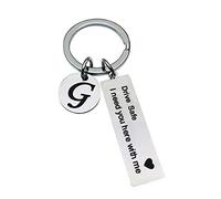 Drive Safe Llavero de 26 letras con texto en inglés "I Need You Here with Me", regalo preesent para el conductor, Plateado (Plateado), Talla única
