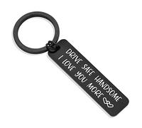 Drive Safe llavero I Need You Here With Me regalos para marido, papá, novio, regalos de San Valentín, día del padre, regalo de cumpleaños - Negro - Medium