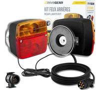 DRIVEGEAR Pilotos traseros remolque magnéticos 12V - Cable 7m y adaptador 13-7 - Kit luces remolque traseras - Luces para remolque impermeables pilotos remolque
