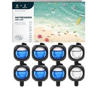 DRIVEJOY Ambientador de coche clips de ventilación, paquete de 8, 6 océanos, 2 aromas de coche nuevo, ambientadores de coche para hombres y mujeres, hasta 240 días, ambientador de aire de larga