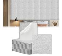 DriveMax 12 paneles de 30 x 30 cm que absorben el sonido, autoadhesivos, azulejos de pared con efecto de ladrillo, azulejos de pared para estudio, hogar y oficina, paneles acústicos, color gris claro