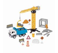 Driven by Battat B.- IR Playset For Kids Dump Truck & Accessories - Pretend Toy, Signs, Beams, & More - 3 Years - Construction Crane Play Set (62pc), Multicolor (Branford Ltd. WH1273Z)