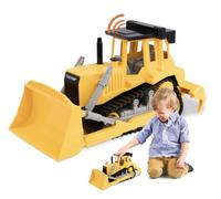 Driven by Battat - Bulldozer Amarillo Mediano - Vehículo Bulldozer de Juguete para niños pequeños - Mini camión de Juguete para arenero - Piezas móviles y Sonidos realistas - 3 años +