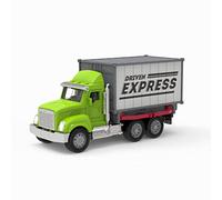 Driven by Battat - Micro 1:24 Scale - Camión contenedor de Juguete con Luces y Sonidos - Camión de Reparto de Juguete Realista para niños - Piezas móviles - 3 años +