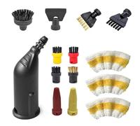 DriveNova 14 piezas Accesorios para limpiador de vapor Kärcher SC1 SC2 SC3 SC4 SC5, juego de cepillos redondos, cepillo redondo, cepillo plano, boquilla curvada, cepillo de vapor manual, 3 paños de
