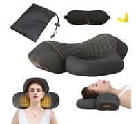 DriveNova Fisiorest - Masajeador cervical 3 en 1 para el cuello, masajeador cervical eléctrico calentador, masaje profundo y relajación con tracción para ayudar a dormir (negro)