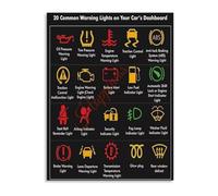 Driver Education Poster Dashboard Lights Decor | Glow plug diesel exhaust fluid DEF low washer fluid door ajar seat belt reminder(Unframed,12x18inch(30x45cm))
