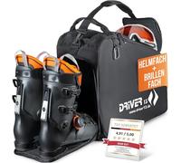 Driver13 Bolsa para Botas de esquí (bootbag) con Compartimento para Casco y Compartimento para máscara, para Botas de esquí y Botas de Snowboard, Bolsillos Extra, Negro