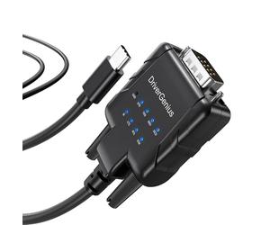 DriverGenius SerialPulseX Serie | Convertidor USB-C a Serie DB9 con 9 Leds de Monitoreo de Datos, Soporte Completo RS232 para Diagnóstico de Comunicación en Tiempo Real - Windows, macOS, Linux