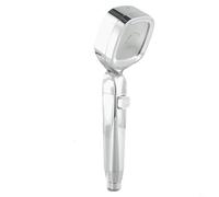 Drivstraw Cabezal de ducha de alta presión de 4 modos con botón de encendido/apagado, boquilla rociadora y filtro integrado para uso doméstico en el baño, acabado ABS blanco (plata)