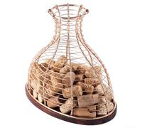 Drivstraw Cesta funcional de colección de corcho con marco de hierro y tratamiento visual de roble para hogares amantes del vino o zonas de recepción de hospitalidad (dorado)