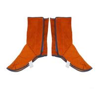 Drivstraw Cubiertas de cuero para zapatos de soldadura, protectores de piernas ignífugos con cierres seguros, resistentes al calor hasta 500 °C para soldadura, procesamiento de vidrio y peligros de