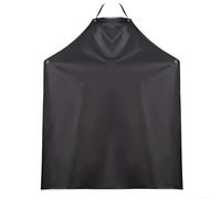 Drivstraw Delantal de trabajo de poliuretano para restaurante, carnicero y laboratorio, impermeable, resistente al aceite, sin mangas, 110 x 75 cm, reversible negro/marrón