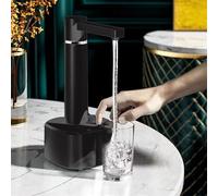 Drivstraw Dispensador automático de agua con control de volumen de agua de 3 niveles, bomba eléctrica USB y soporte, función de agua fría y caliente, compatible con la mayoría de botellas (negro)