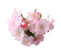 Drivstraw Flor artificial de tela de seda Sakura para decoración de bodas y hogar, pétalos realistas de varias capas, tallo de alambre flexible, 18 cm de altura, blanco/profundo (rosa oscuro)