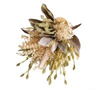 Drivstraw Flores artificiales de okra y plantas de algas marinas para decoración del hogar, lugares de boda, hoteles y salas de estar, arreglo floral de plástico realista de 35 cm de alto en (blanco)