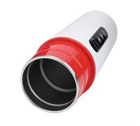 Drivstraw Hervidor de agua portátil de 500 ml con pantalla LCD, 5 V/12 V/24 V, taza de viaje eléctrica para hervir agua, café, té, fideos, acero inoxidable 316 de doble capa (blanco)