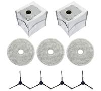 Drivstraw Kit de repuesto de paño de fregona, bolsa de polvo y cepillo lateral para aspiradora ECOVACS y robot, 3 paños de fregona, 2 bolsas de polvo, 4 cepillos laterales, 1
