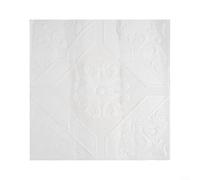 Drivstraw Panel adhesivo de pared con textura de ladrillo 3D, calcomanía de espuma XPE para decoración del hogar, color blanco, 35 x 35 cm, resistente al agua y fácil de limpiar, para vivir (1 unidad)