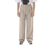 Drivstraw Pantalones de traje plisados para hombre, coreanos, rectos, sueltos, de negocios, color sólido, longitud completa, pantalones de vestir casuales para las cuatro estaciones (4XL caqui)