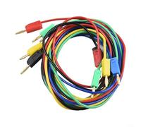 Drivstraw Paquete de 5 cables de prueba de plátano apilables chapados en oro de 2 mm, cables de 1 m para multímetro y pruebas eléctricas, cables de conector banana de cabeza