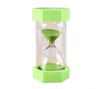 Drivstraw Reloj de arena de reloj de arena de 5 minutos, reloj de arena colorido de plástico y vidrio para niños, hogar, oficina, gestión del aula, diseño hexagonal irrompible para dientes (verde, 5