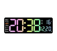 Drivstraw Reloj de pared digital a color de 13 pulgadas con control remoto y visualización de fecha, brillo ajustable, memoria de apagado y alarma dual, para (B)