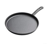 Drivstraw Sartén de hierro fundido grueso de 26 cm, compatible con estufas eléctricas de gas de inducción, mango de madera para un agarre cómodo, ideal para crepes y crepes (mango de hierro)