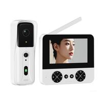 Drivstraw Timbre inalámbrico de video con pantalla de 4.3 pulgadas, intercomunicador bidireccional, rango de 2.4G 300m, gran angular de 110°, detección de movimiento, grabación automática a través de