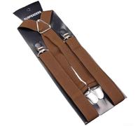 Drivstraw Tirantes ajustables unisex con 4 clips fuertes, tirantes elásticos cruzados para hombres y mujeres, patrón jacquard de computadora, 2,5 cm de ancho (marrón)