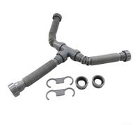 Drivstraw Tubo de drenaje ajustable de doble cabezal para fregadero y drenaje de suelo, extensión flexible de 20 a 80 cm, diámetro interior de 40 mm, conector de fontanería de plástico gris con doble