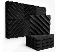 DRIXINI Paneles Acústicos 30 x 30 x 5 cm - Espuma 3D para Reducción de Reverberación en Estudio, Sala de juegos, Oficina y Hogar - Kits de 6/12/24/48, Cinta Incluida, Diseño Moderno (Negro, Paquete de