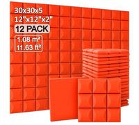 DRIXINI Paneles acústicos de 30 × 30 × 5 cm - Patrón de hongo, alta densidad - reducción de eco, amortiguación de reverberación para estudio, podcast, oficina, cine en casa, fácil montaje, varios