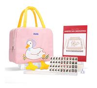 drizzle Viaje Mini American Mahjong Set - 166 azulejos blancos incluye Jokers 0.8 pulgadas - con estantes y empujadores pato