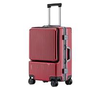 DRMEE Maletas de Viaje El Equipaje Duro con El Bolsillo Delantero, Maleta con Marco De Aluminio TSA Lock Continúa El Equipaje Mala Viagem Cabine(Color:Rot,Size:22 Inch)