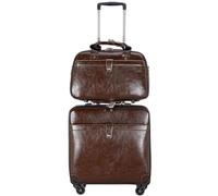 DRMEE Maletas de Viaje Maleta De 16 Pulgadas De Cuero PU para Hombre, Maleta De Negocios, Ruedas, Cabina, Contraseña, Bolsa De Viaje Mala Viagem Cabine (Color : Black, Size : 2 Piece Set)