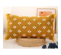 DRNOU - Funda de almohada lumbar larga estilo bohemio de 14 x 26 pulgadas con borlas, de algod n con estampado floral 3D, decorativa, para sof ,