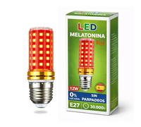 DROCODO Luz Roja Nocturna Melatonina, E27-LED-12W, 0% Luz Azul, Bombilla Roja para Dormir Mejor, Luz Roja Bebé Relajante y Terapéutica