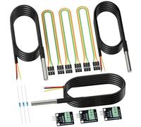 DROK Paquete de 3 sondas de sensor de temperatura DS18B20 impermeables con 3 placas adaptadoras de sonda, cables de puente hembra a hembra y resistencias de 4.7 K ohmios para Arduino Raspberry Pi DIY