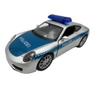 Dromader Welly Coche a Escala Porsche 911 Carrera S Policía - Deportivo policial Poco común, Miniatura de Metal Fundido, Escala Aprox. 1:34-1:39, Aprox. 12 cm, Plata