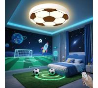 DROMEZ Lampara Techo Infantil, 48W Plafon LED Techo Regulable con Control Remoto, Fútbol Lampara Dormitorio para Habitación Niños Juvenil, Salon, 3000-6000K, Ø 40CM